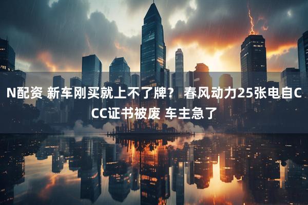 N配资 新车刚买就上不了牌？ 春风动力25张电自CCC证书被废 车主急了
